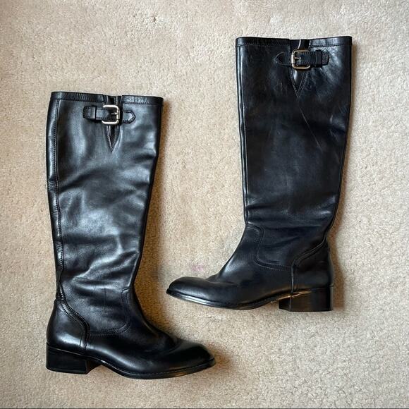 Lauren Ralph Lauren Black Leather Pull On Boots - Picture 9 of 9